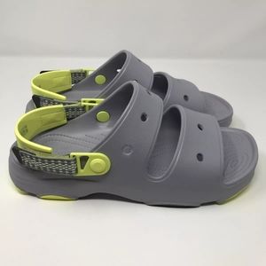 Crocs Classic, All Terrain Sandal, Gray Volt Green Strap Mens 13